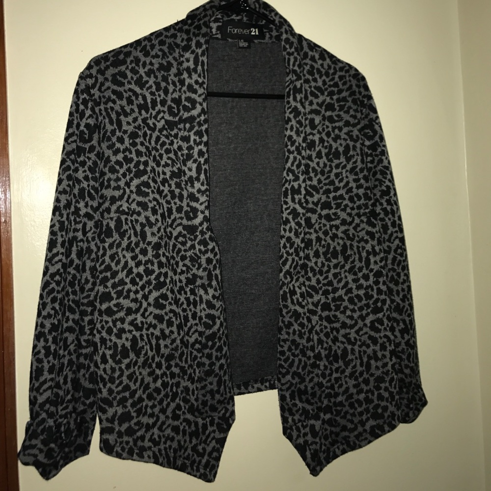 Grey and black cheetah cardigan