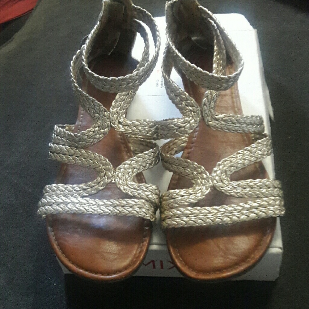 Gold braided sandals