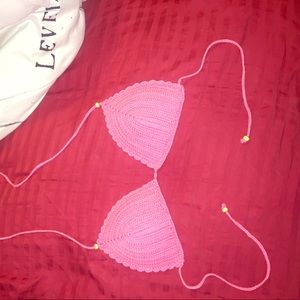 Beautiful handmade crochet pink top bikini