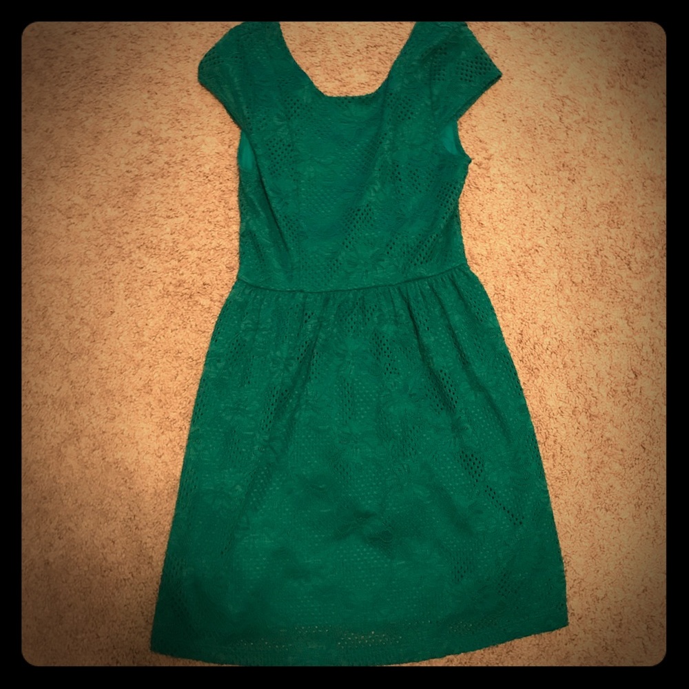 Francesca's teal laced dress. Size LARGE