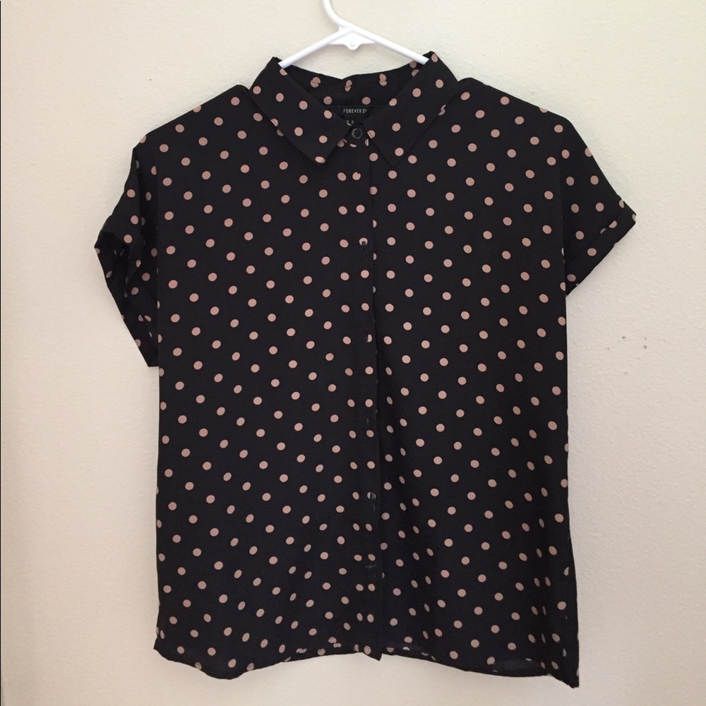 Polkadot Button Down Forever 21 Shirt