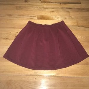 Maroon Pleated Mini Skirt
