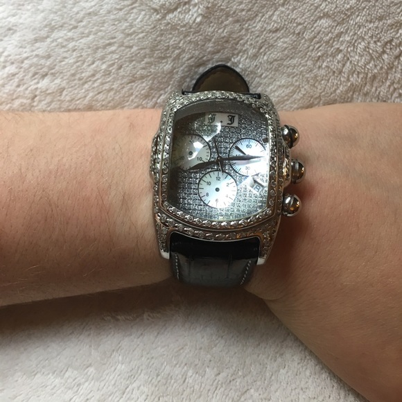 Diamond encrusted heavy marine bubble watch