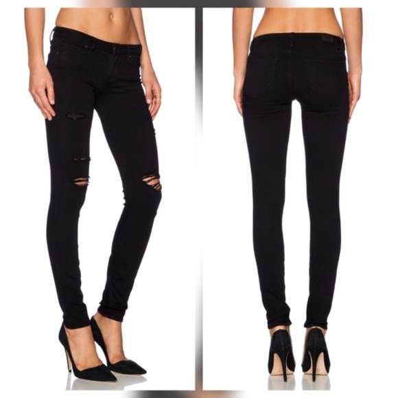 black destructed skinny jeans