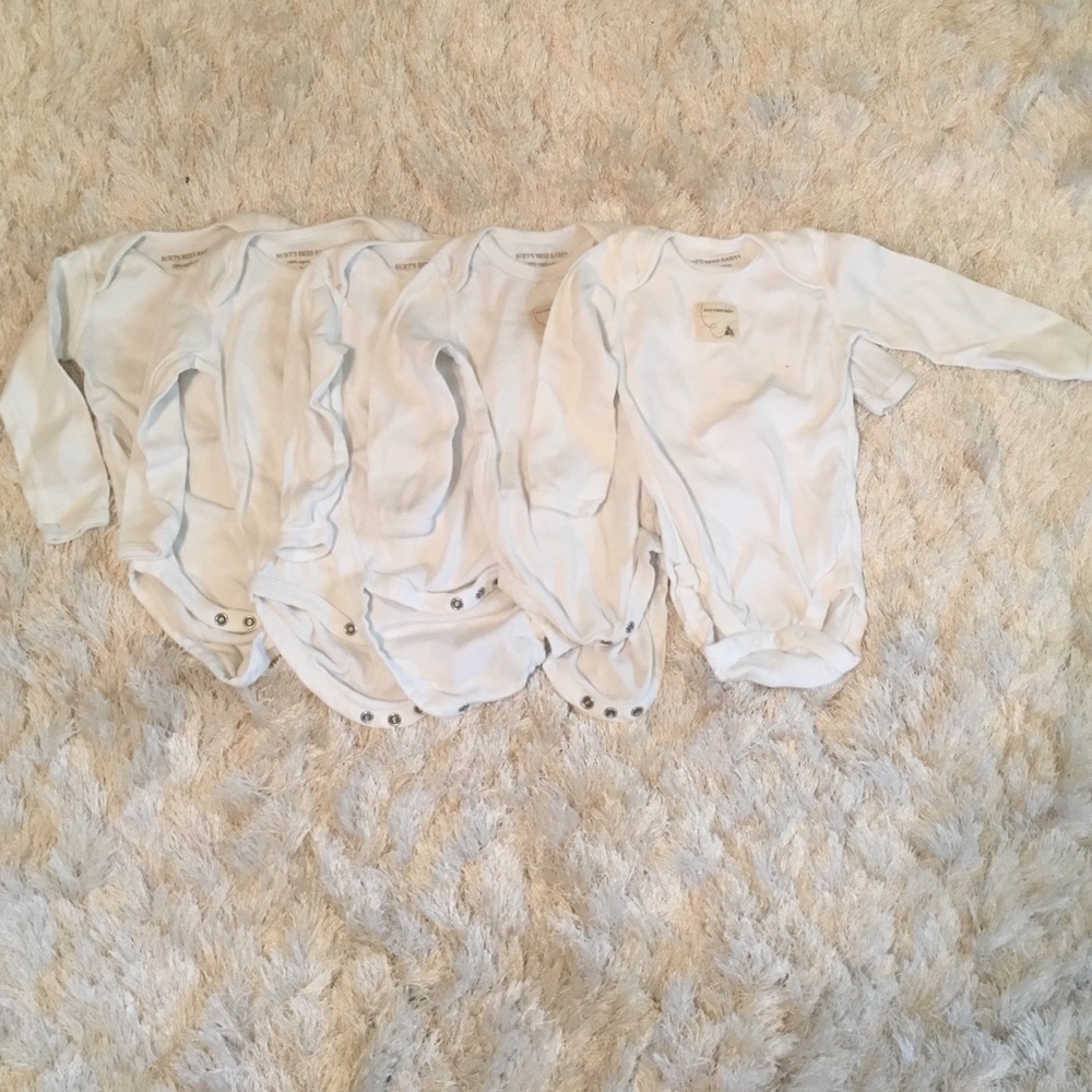 5 Burt's Bees Baby Organic Cotton Onesies, 3-6 mo