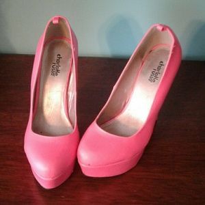 Neon pink high heels