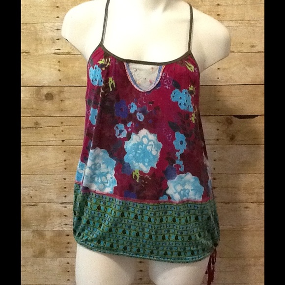 Free People Tops - Free People Floral Drawstring Waist Tank Top