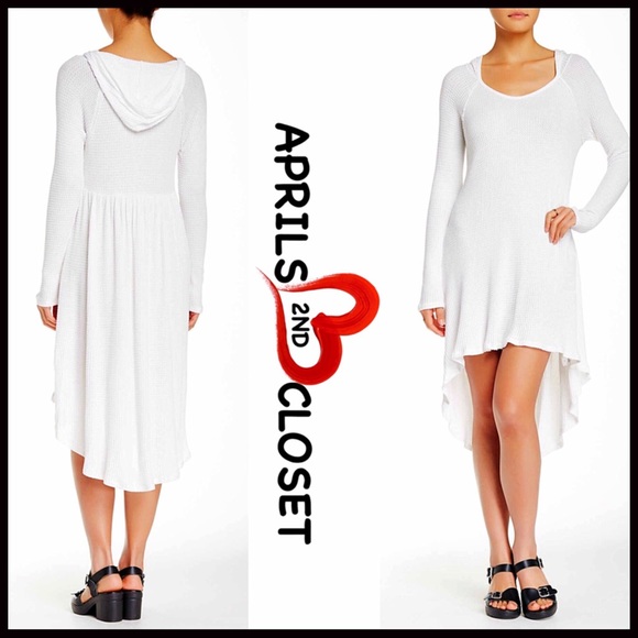 TUNIC HOODIE HI-LO V-NECK KNIT DRESS - Picture 3 of 5