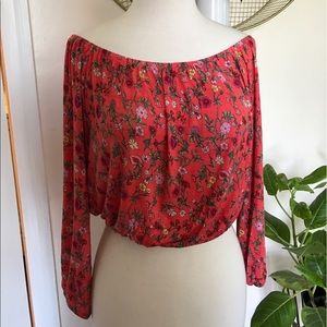 H&M floral off the shoulder knit top