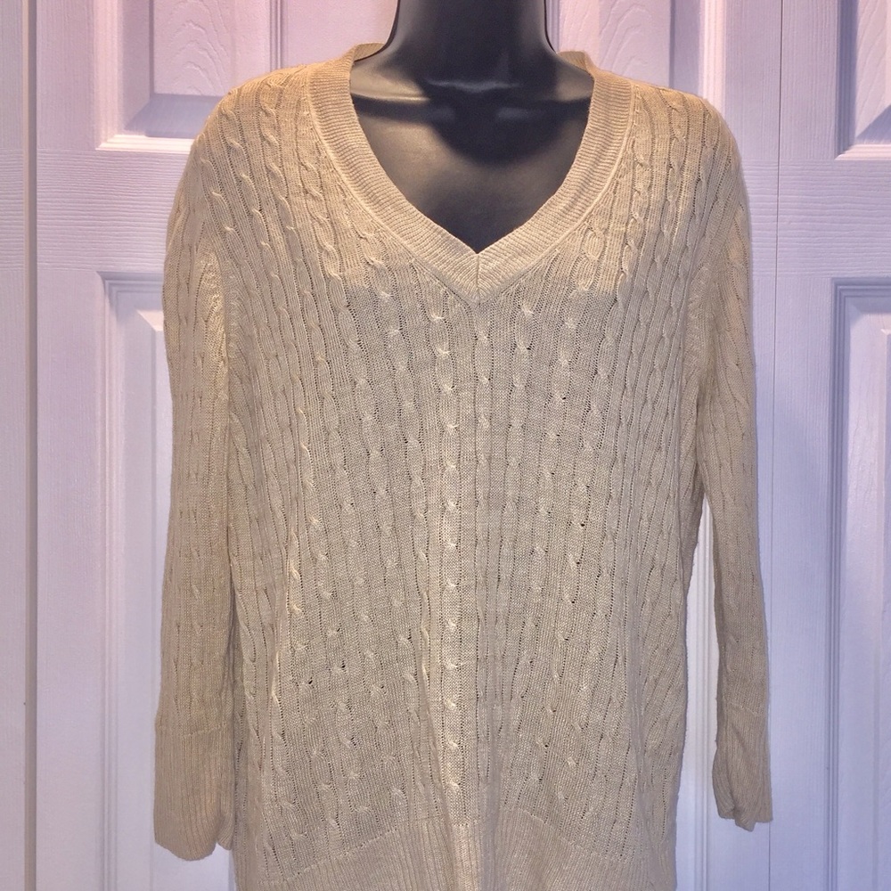 J Crew 100% linen XL cable knit sweater