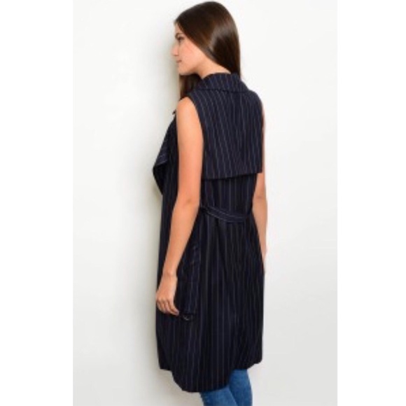 Navy striped vest jacket  - Picture 2 of 2