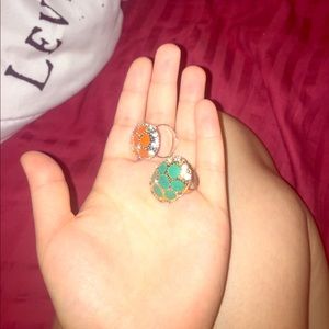Cute precious handmade rings, turquoise color