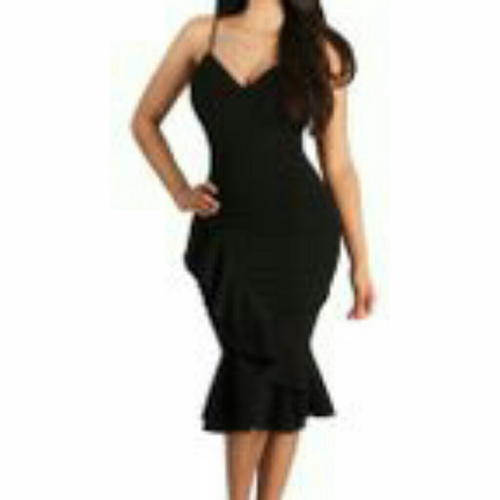 Women's dress half ruffle front