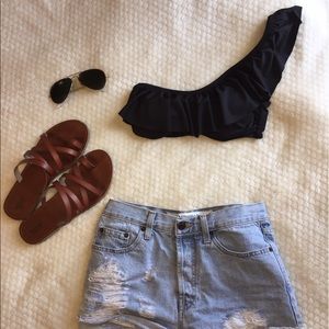 Black One Shoulder Bikini Top