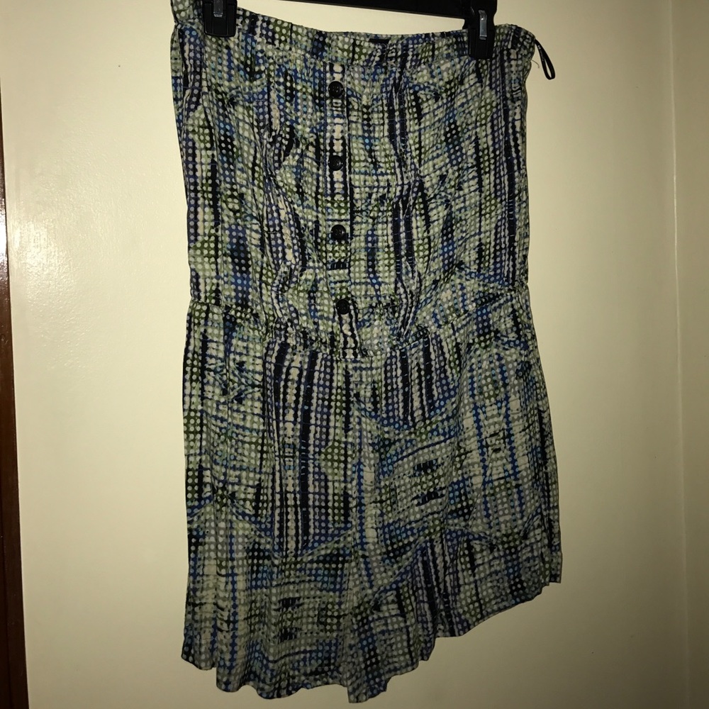 Blue and green patterned romper
