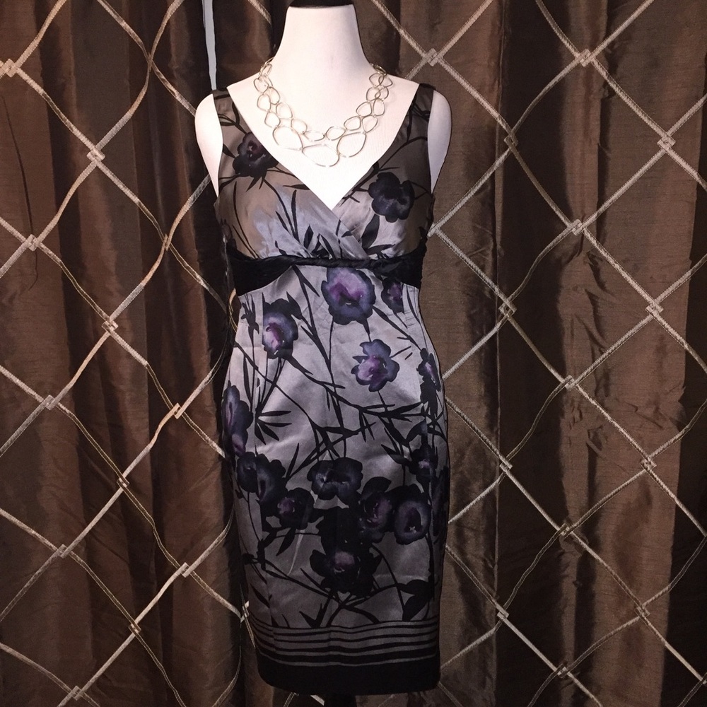 100% floral silk dress