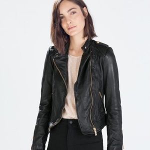 Zara Leather Jacket w/ Rose Gold Detail