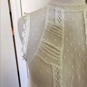 Free People Swiss dot lace shell blouse