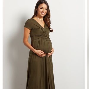 Pinkblush Olive green maternity maxi.