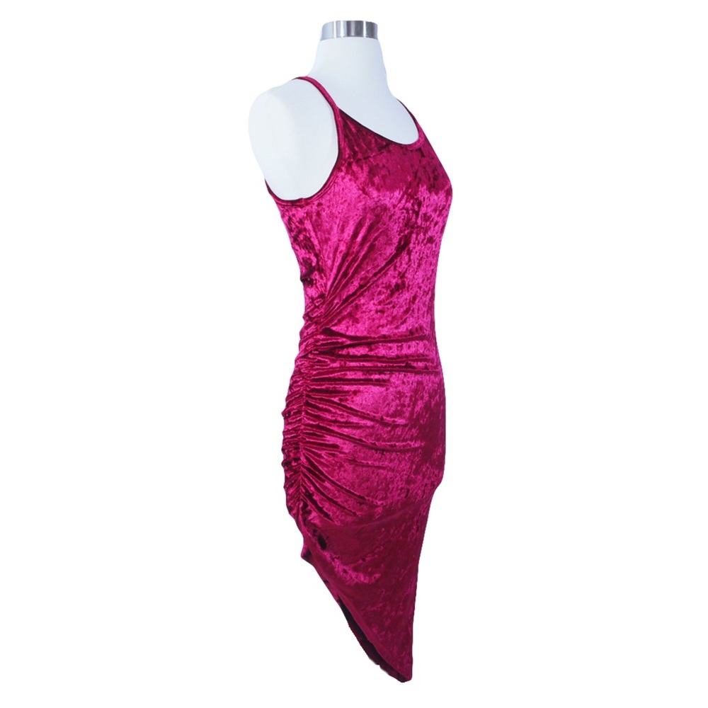 Burgundy Bodycon Velvet Dress - Picture 6 of 7