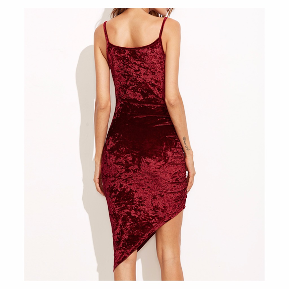 Burgundy Bodycon Velvet Dress - Picture 4 of 7