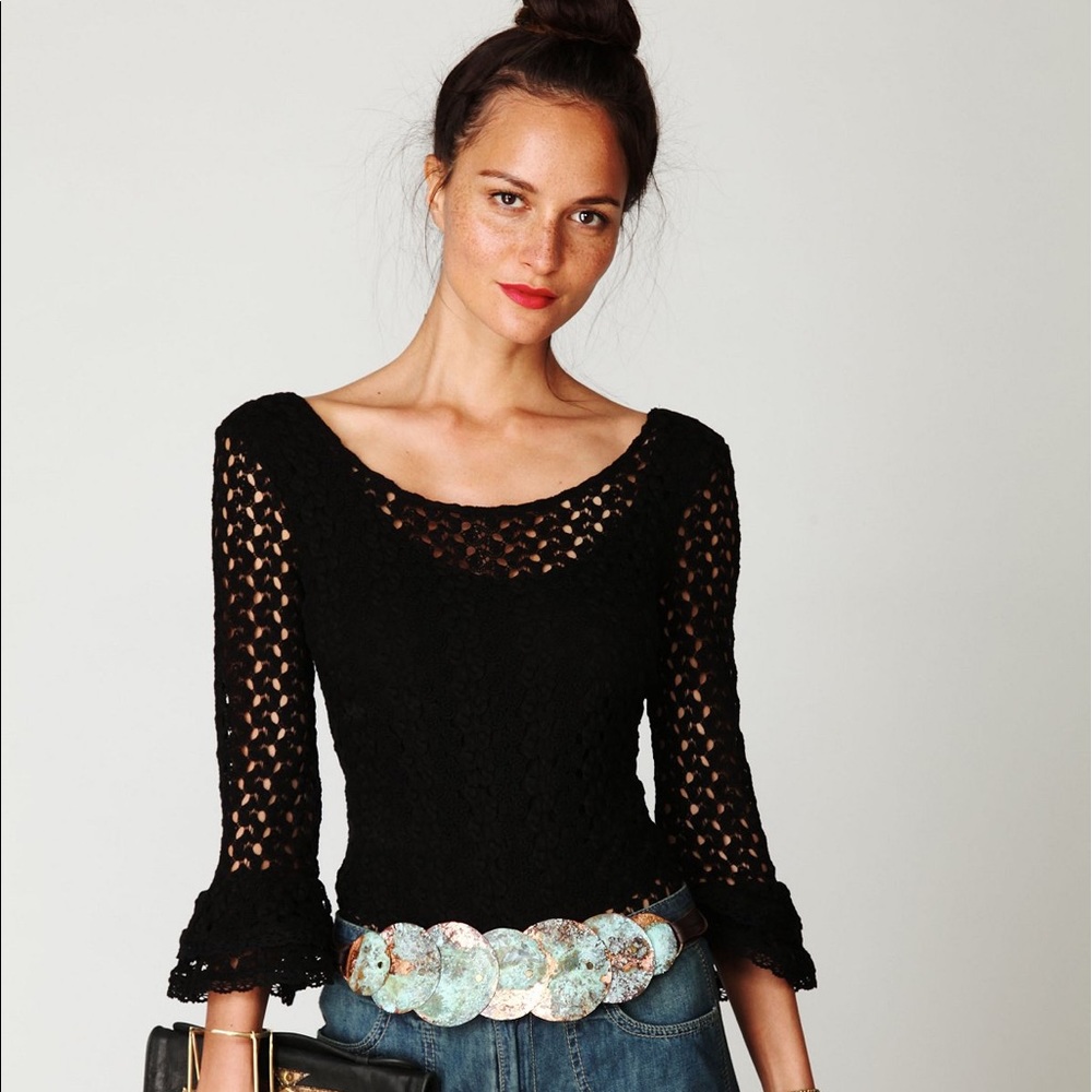 Crochet bell sleeve top