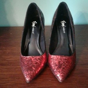 Red glitter high heels
