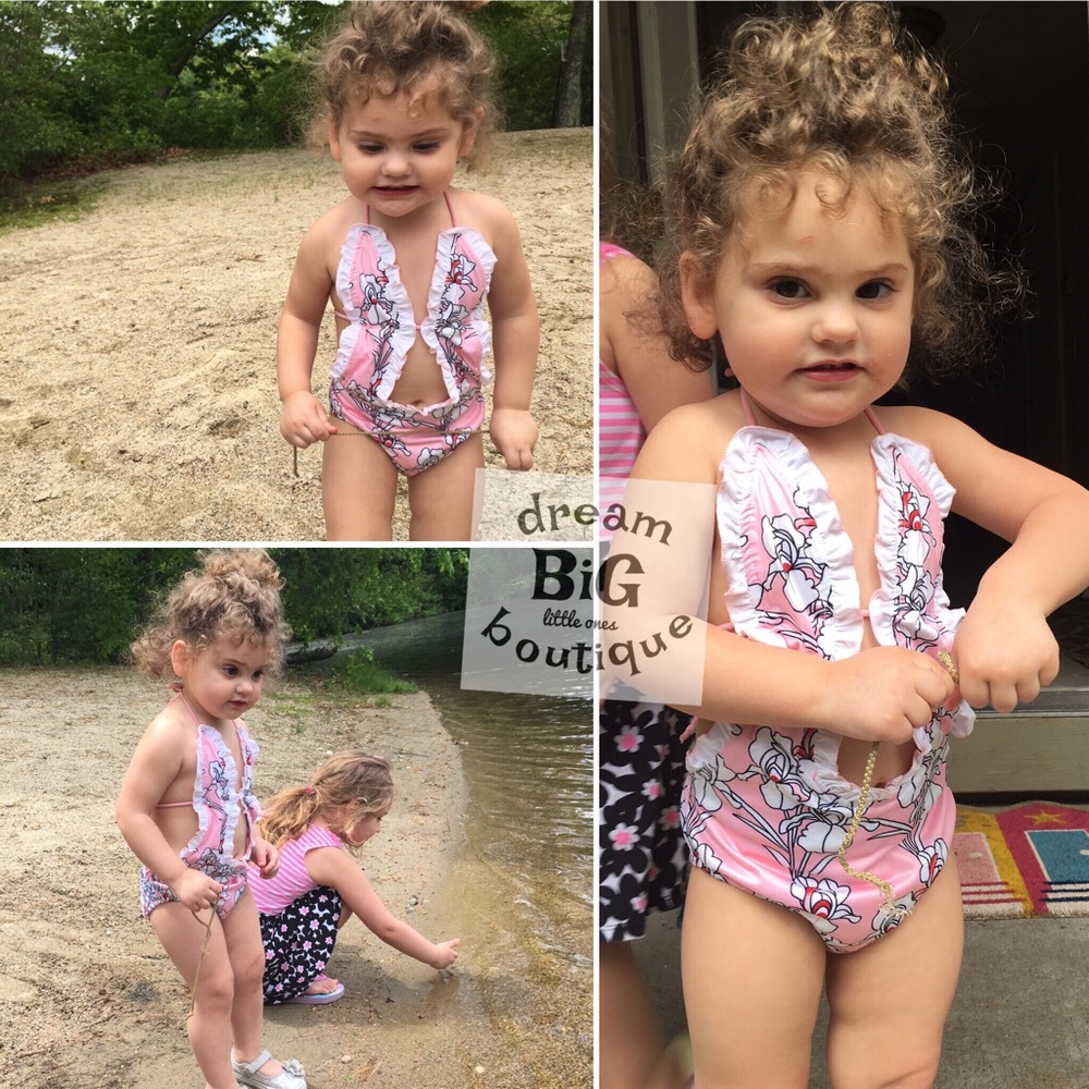 Toddler girl Swimsuit 1pc pink size 9 12 18 24 2T