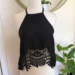 Urban Outfitters embroidered lace halter top
