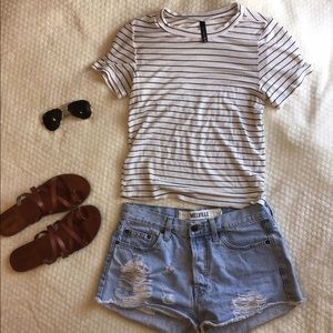 Full Tilt White Striped Tee