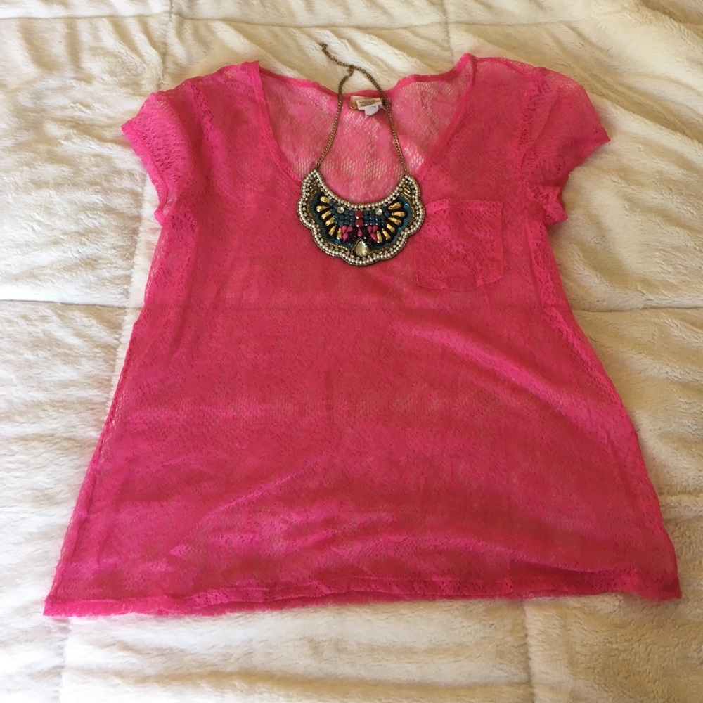 Pink lace top
