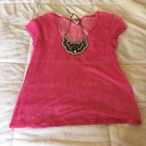 Pink lace top