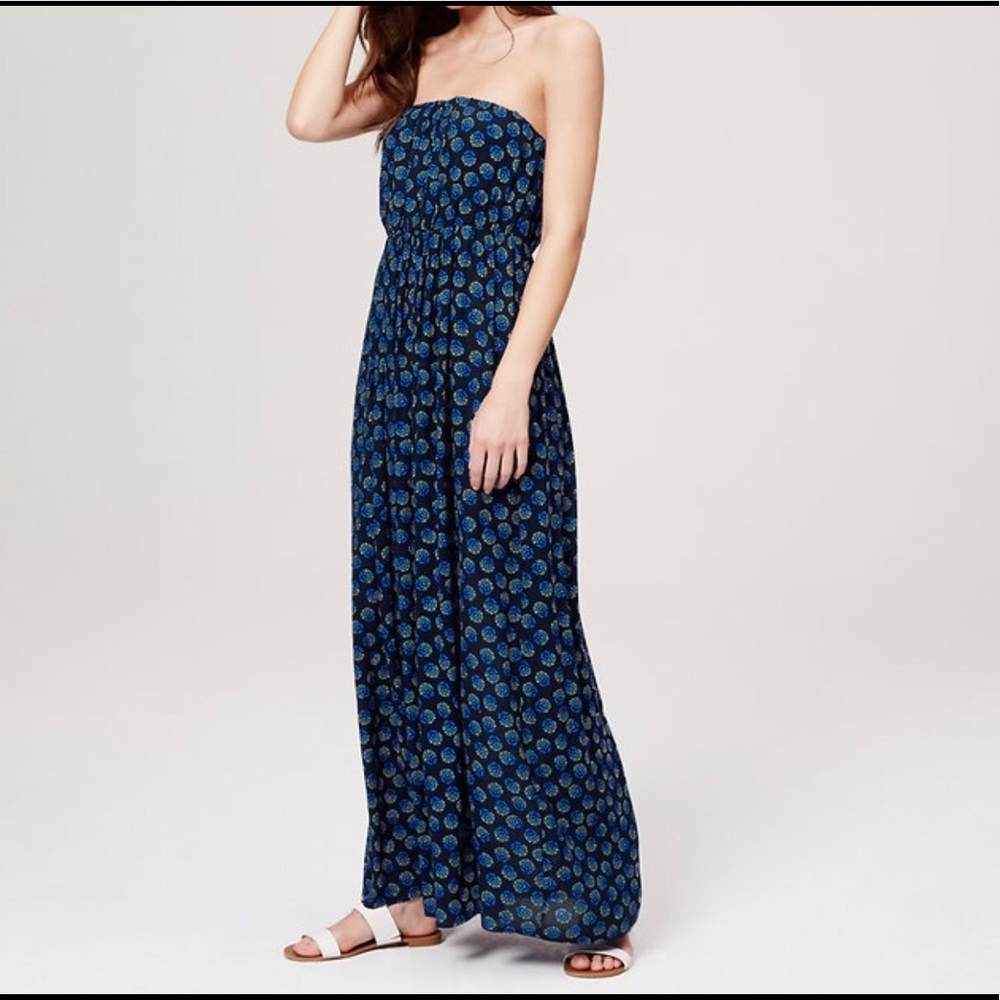 Loft Beach Oceanic Floral Strapless Maxi Dress