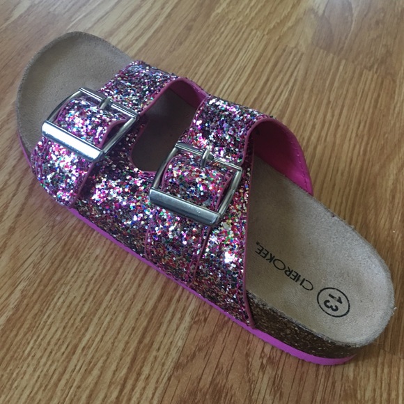 glitter birkenstock style sandals