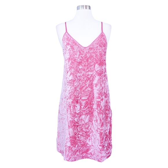 ⚡️⚡️CLEARANCE Pink Slip Velvet Shift Mini Dress - Picture 5 of 7