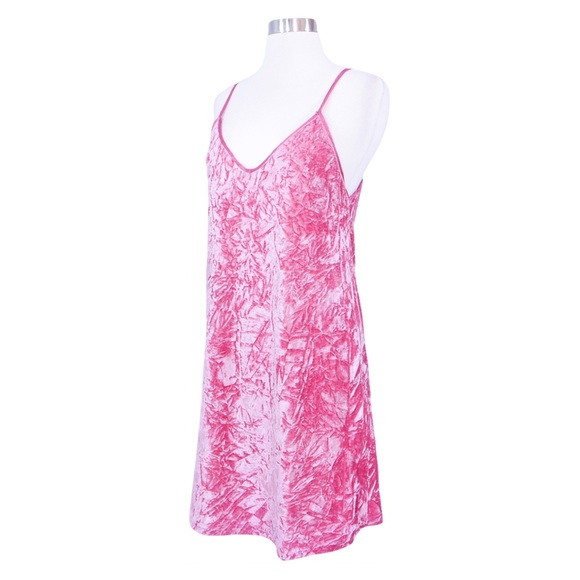 ⚡️⚡️CLEARANCE Pink Slip Velvet Shift Mini Dress - Picture 6 of 7