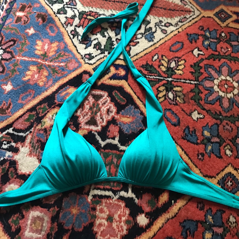 Teal triangle push up swim top