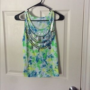 Fairly new justice splatter paint tank top