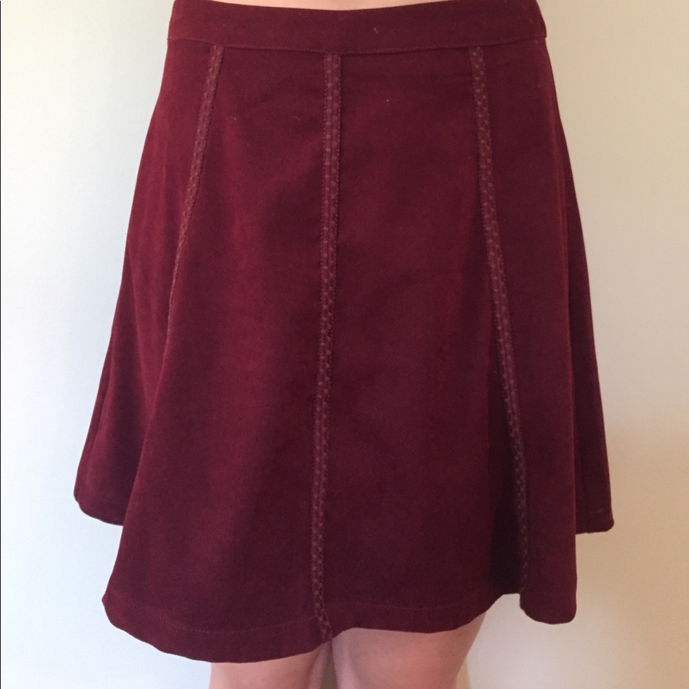 velvet maroon skirt with stripe design- NEVER WORN