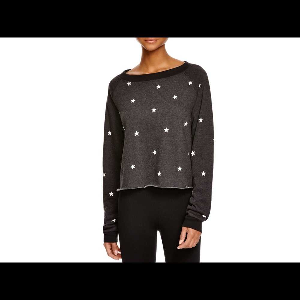 Wildfox Black Football Star Crop Sweatshirt
