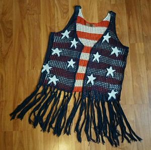 American Flag Fringe Vest