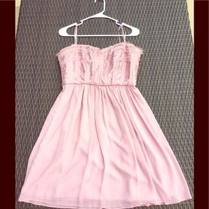 Sequined Strapless Pale Pink Semiformal Dress