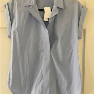 PETITE SHORT-SLEEVE POPOVER SHIRT IN OXFORD BLUE