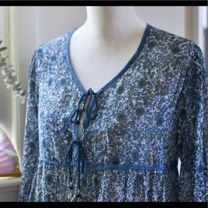 Blue & Green Hippie Mini Dress