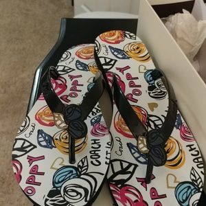 NIB Coach Casey poppy scribble flip flop