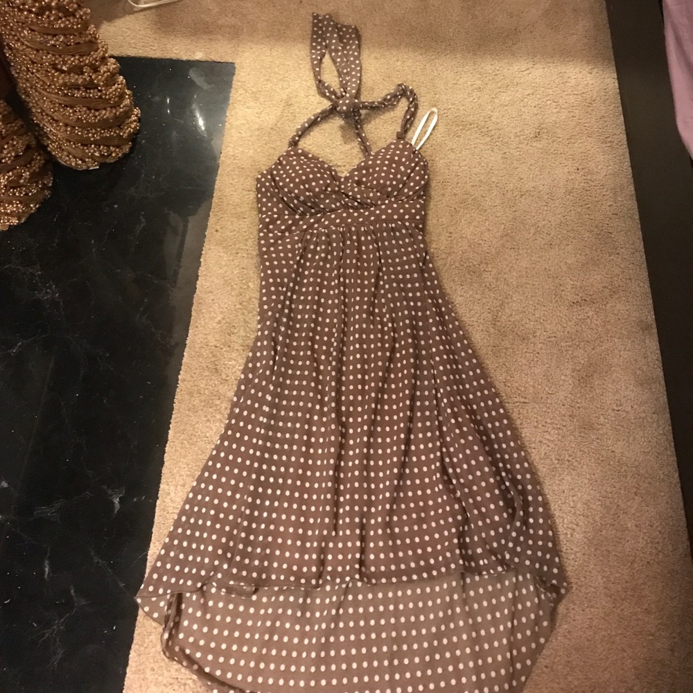 White/Tan Poka-Dot Dress