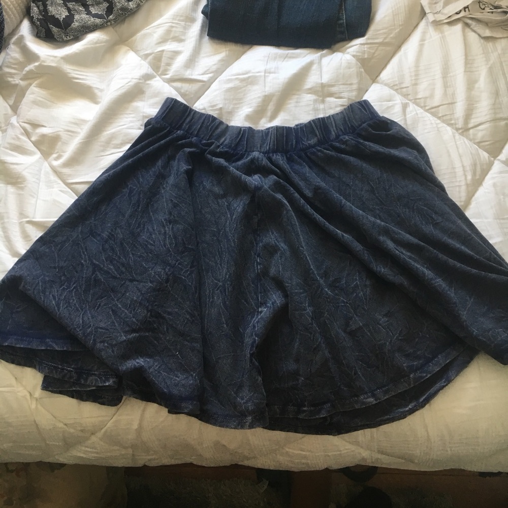 Blue denim style skater skirt