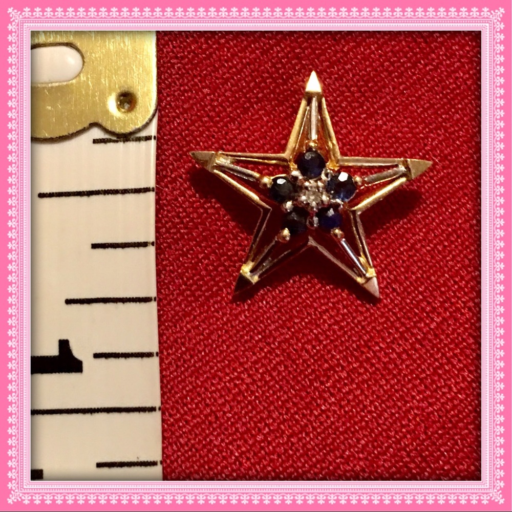 14k gold and sapphire/diamond star pendant