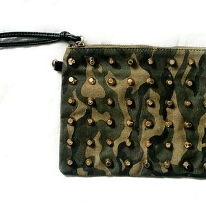 Camo Print Studded Crossbody Purse