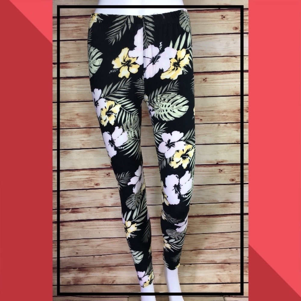 HAWAIIAN FLORAL PRINT LEGGINGS